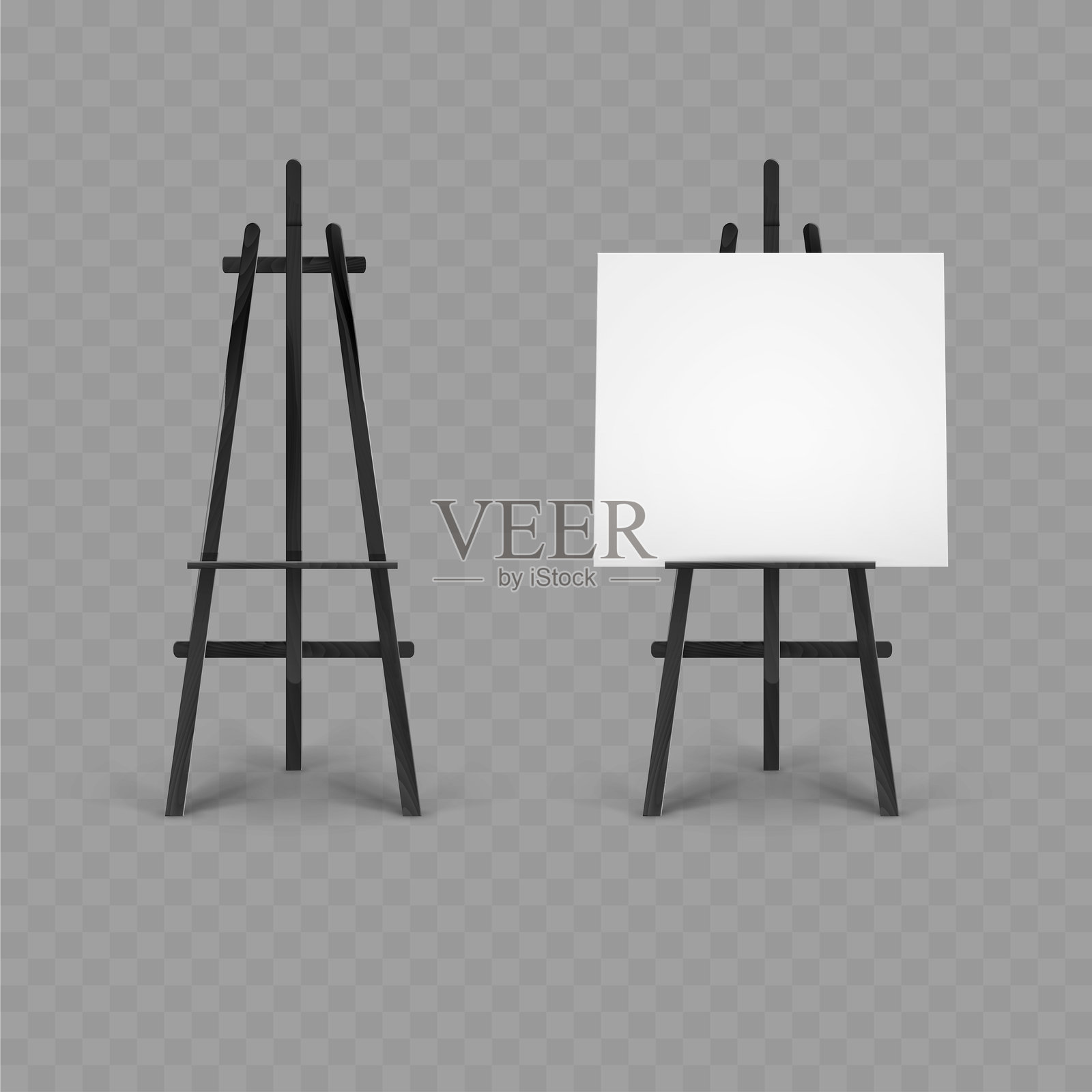 带空白画布的画架套装矢量图插画图片素材
