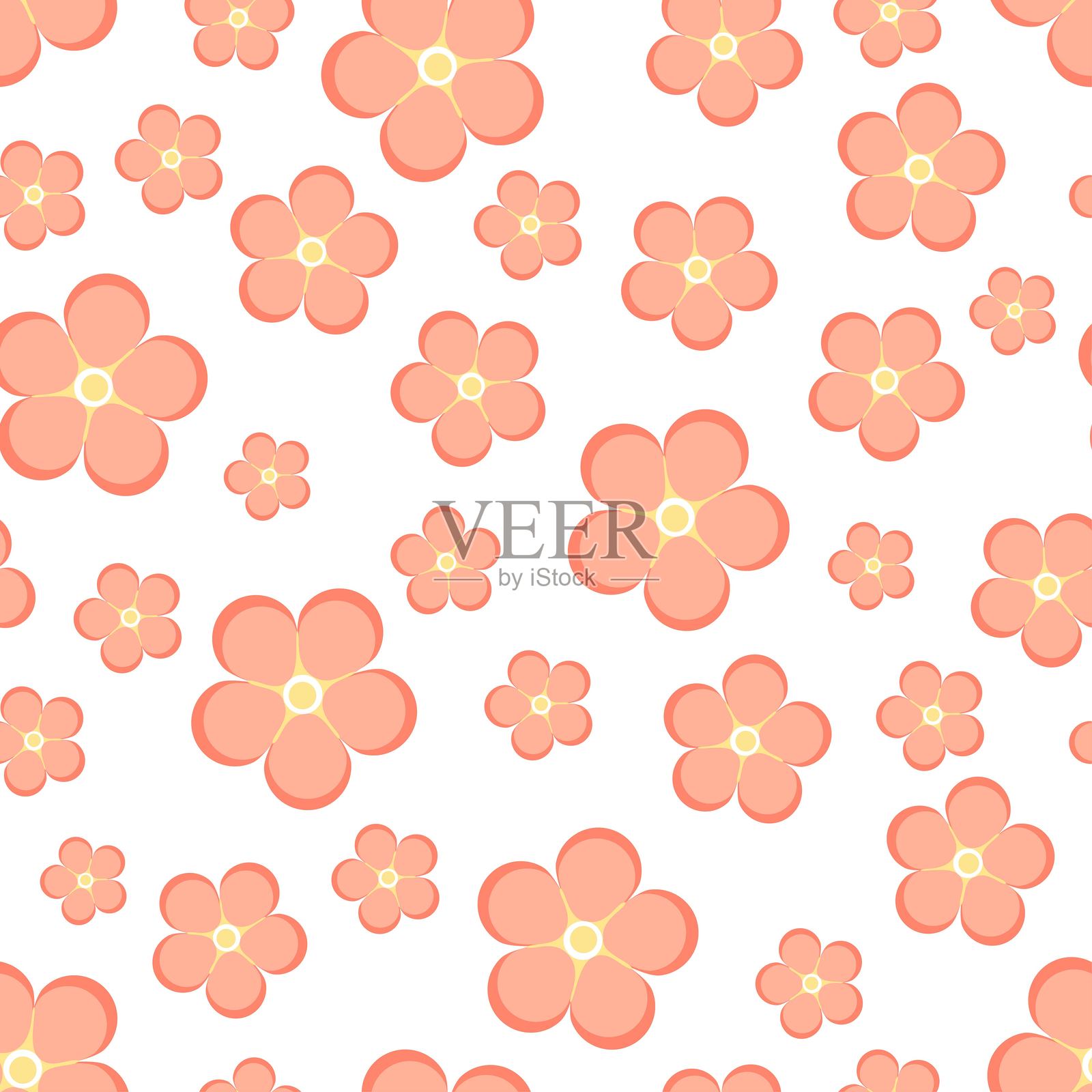 白色背景上的粉色勿忘我花无缝图案插画图片素材