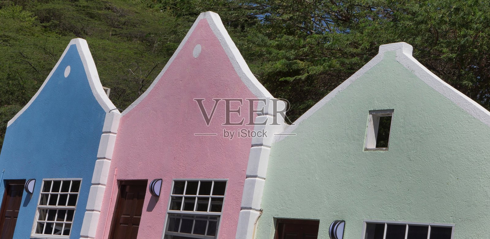 库拉索的传统建筑和房屋外立面。加勒比海地区照片摄影图片