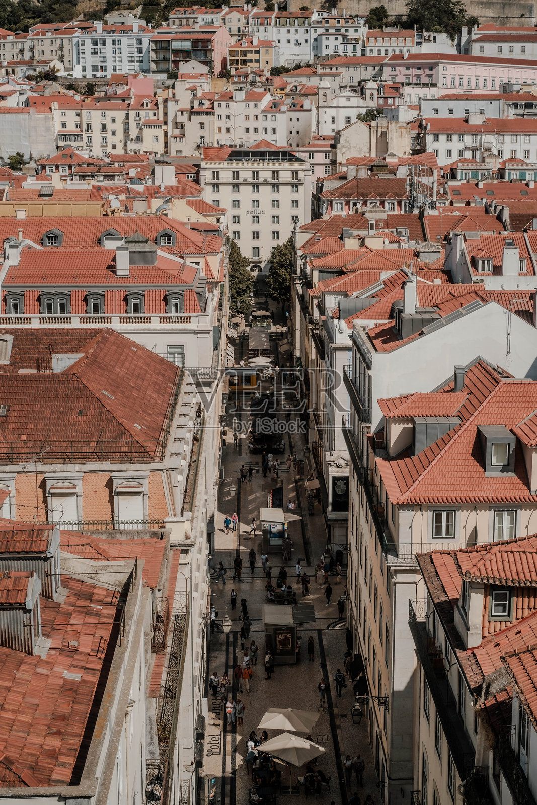 里斯本历史市中心建筑的高角度视图照片摄影图片