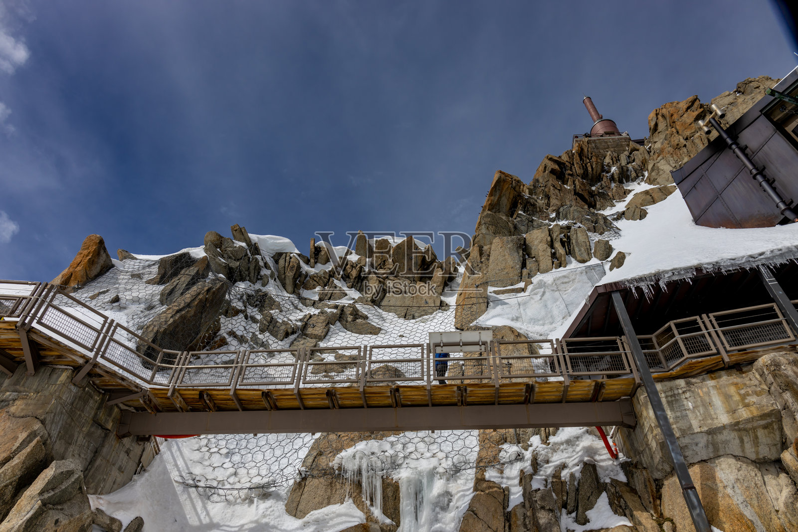 霞慕尼蒙特布朗的缆车轿厢照片摄影图片