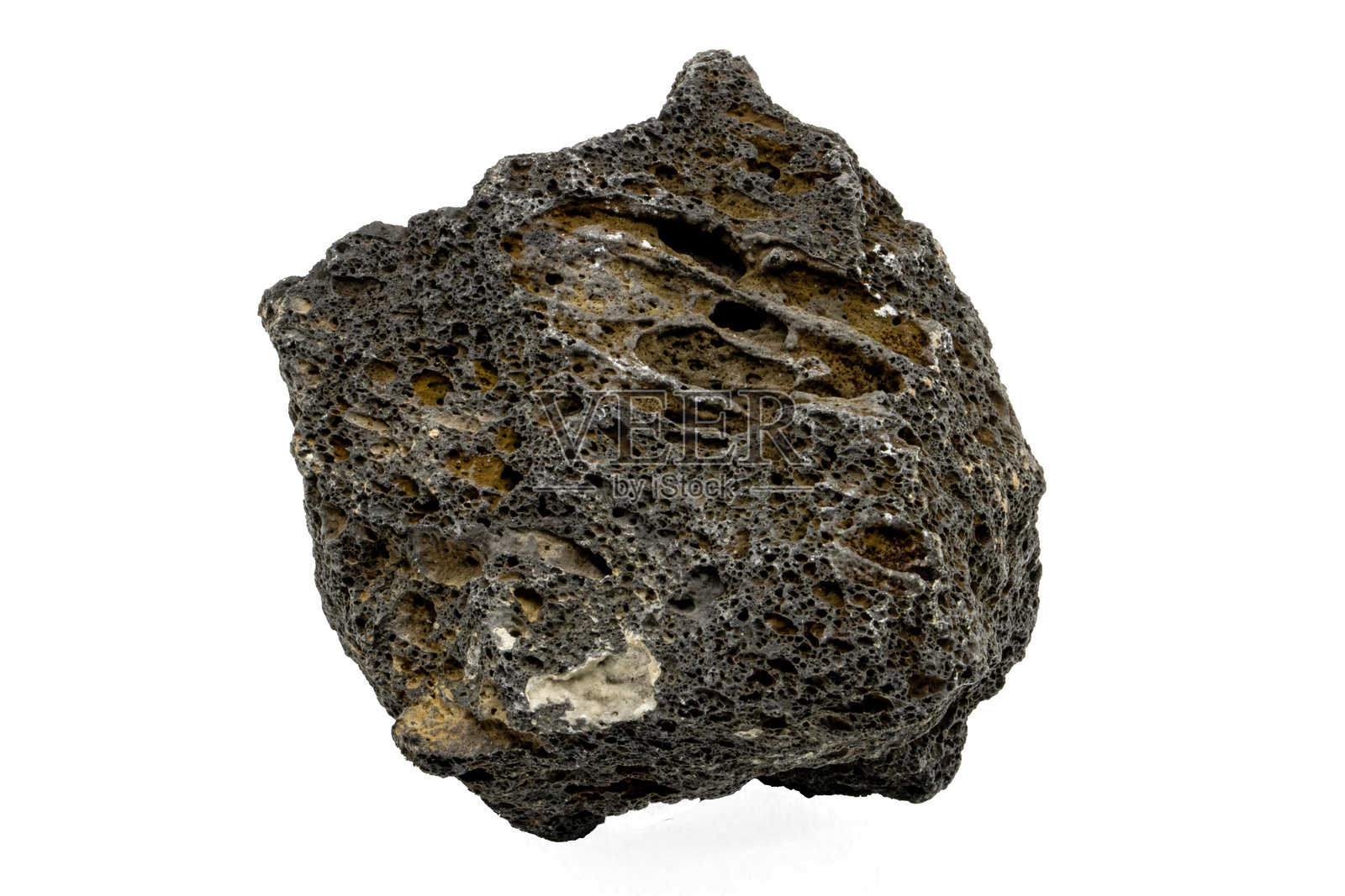 熔岩矿石特写，孤立在白色背景上照片摄影图片