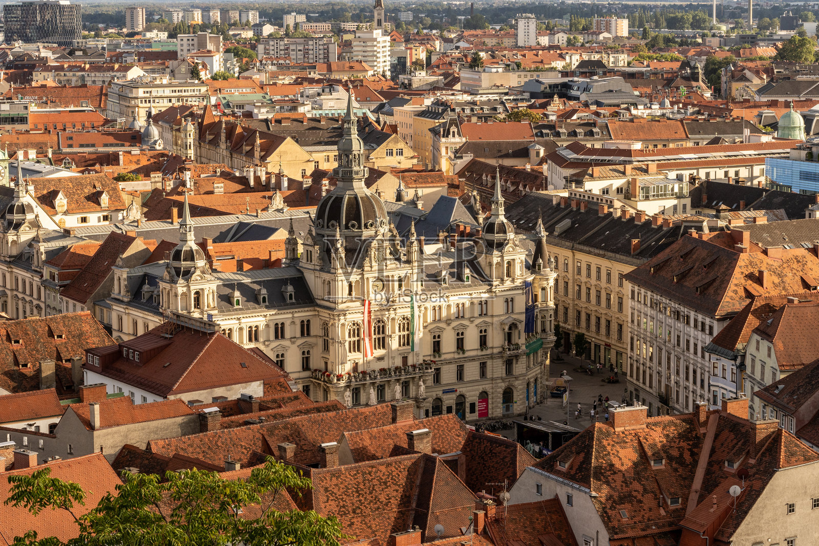 高角度俯瞰城镇景观照片摄影图片