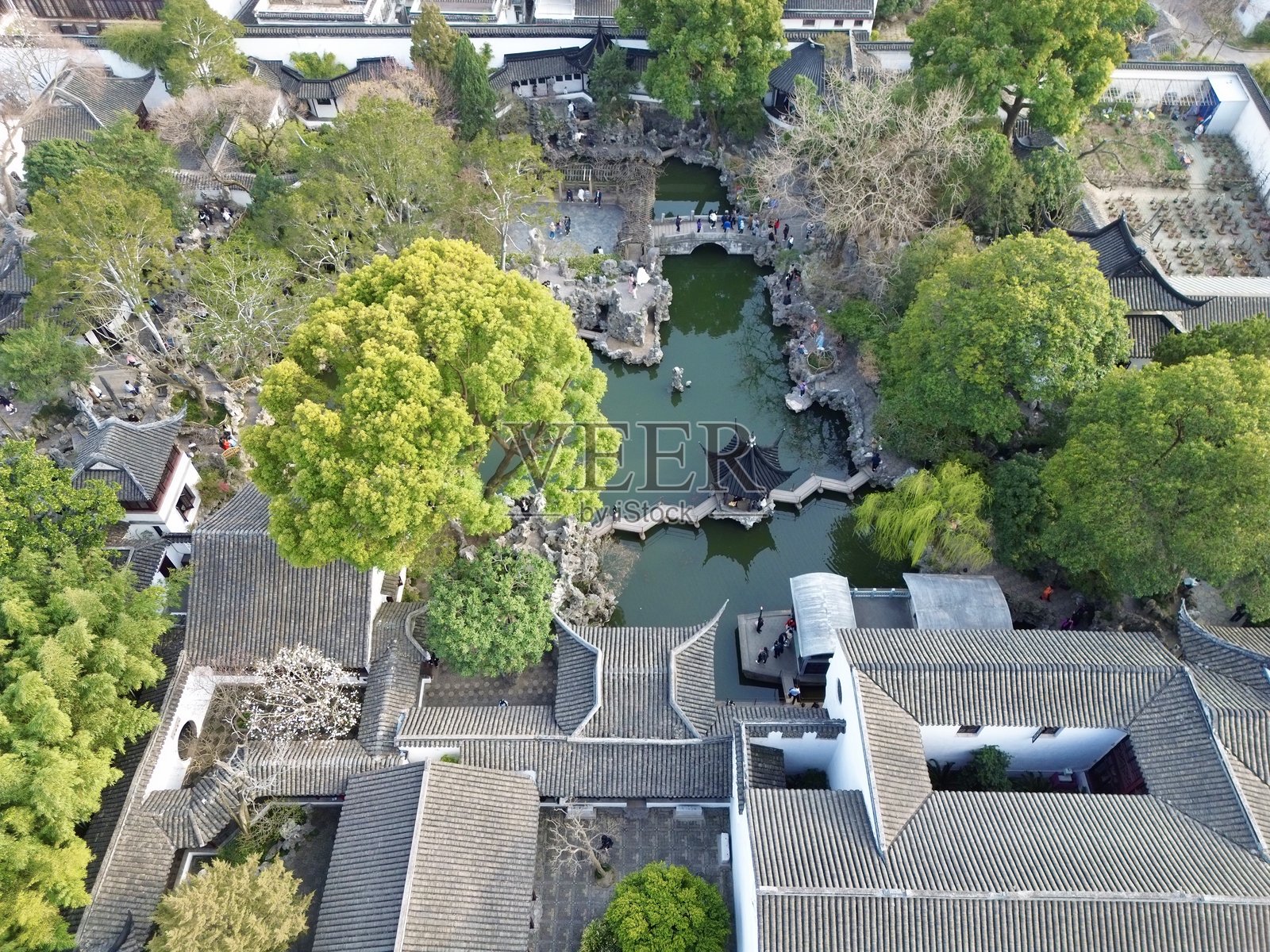 中国苏州历史城镇的全景视图照片摄影图片