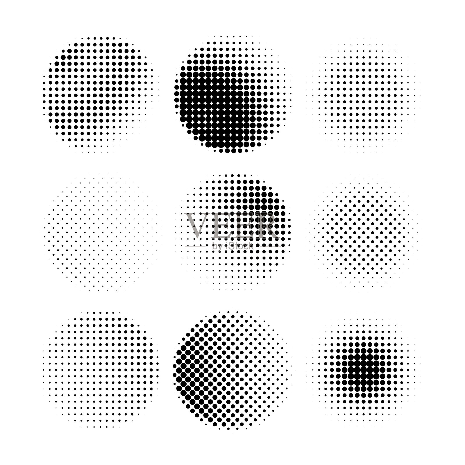 不同点阵排列的半色调图案集合插画图片素材