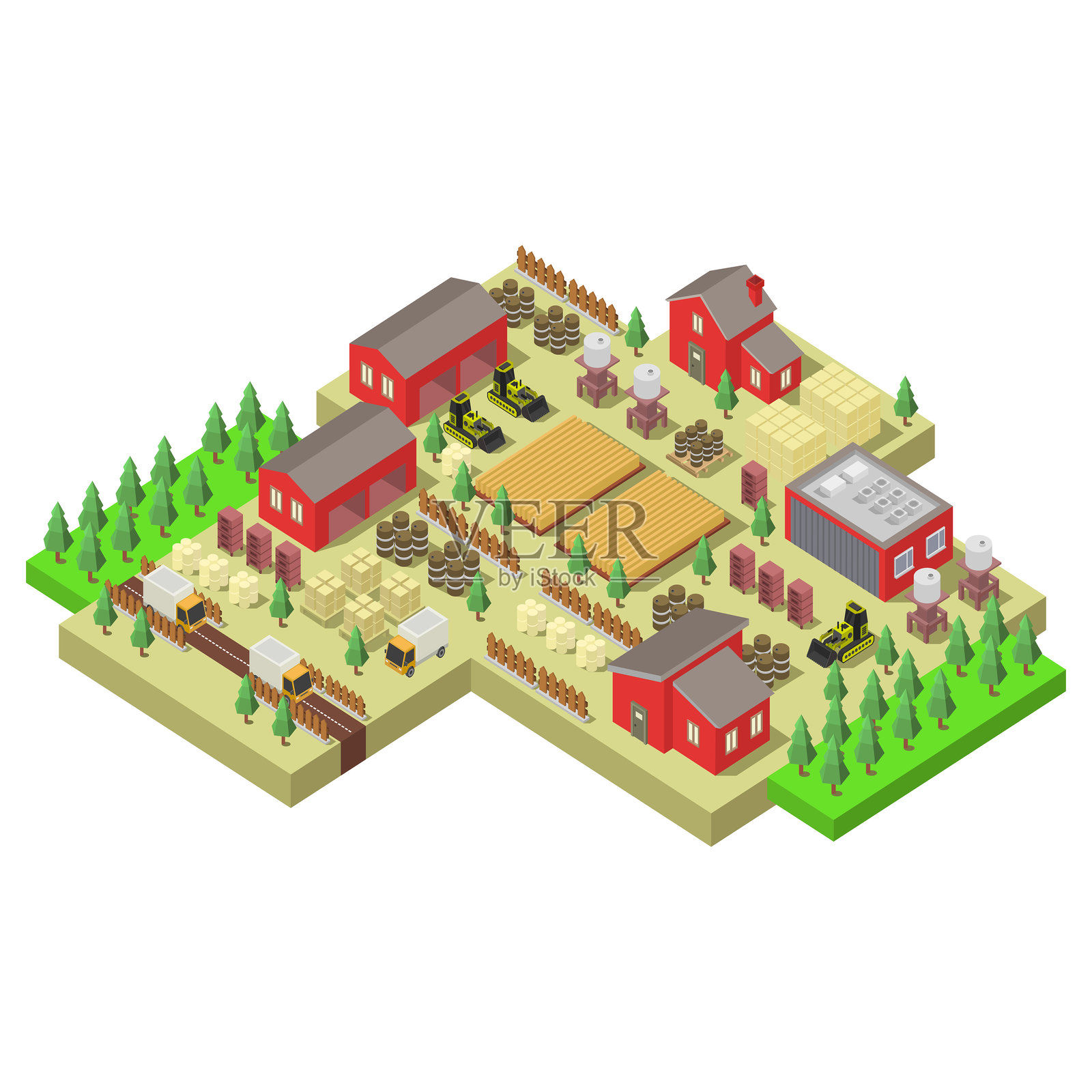 有机农场等距图插画图片素材