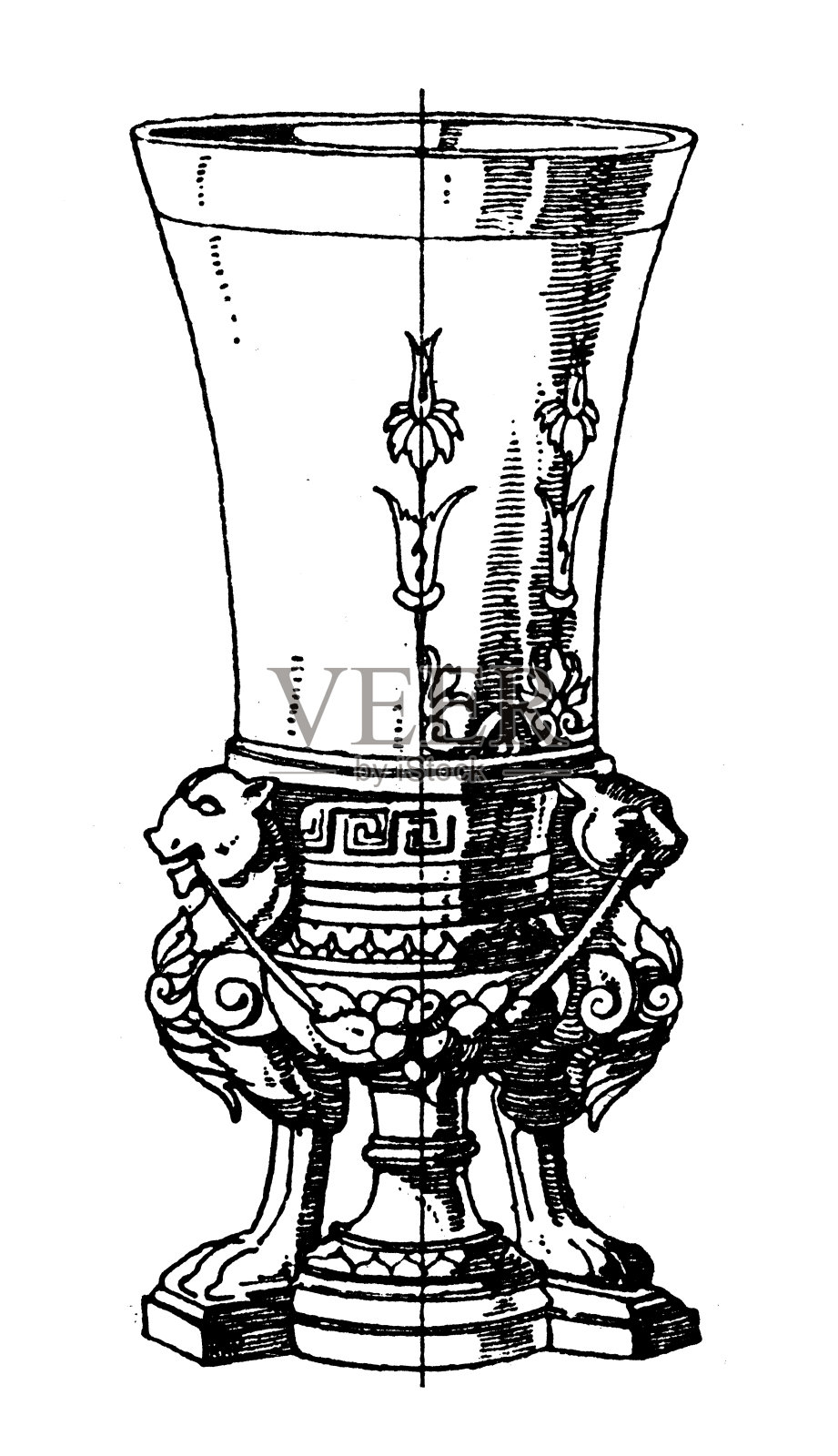 装饰物品：餐具、陶器和容器：花瓶插画图片素材