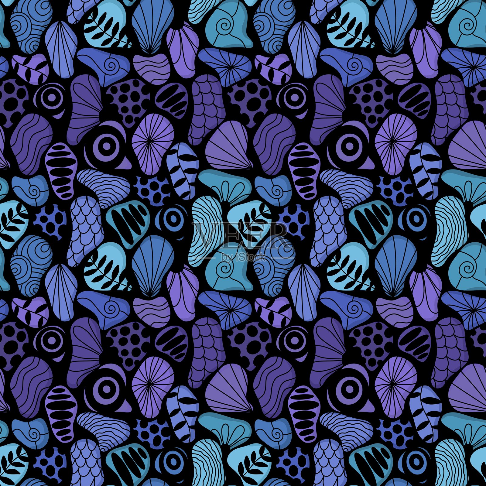 海洋石纹无缝图案，适用于包装纸、面料和床品插画图片素材