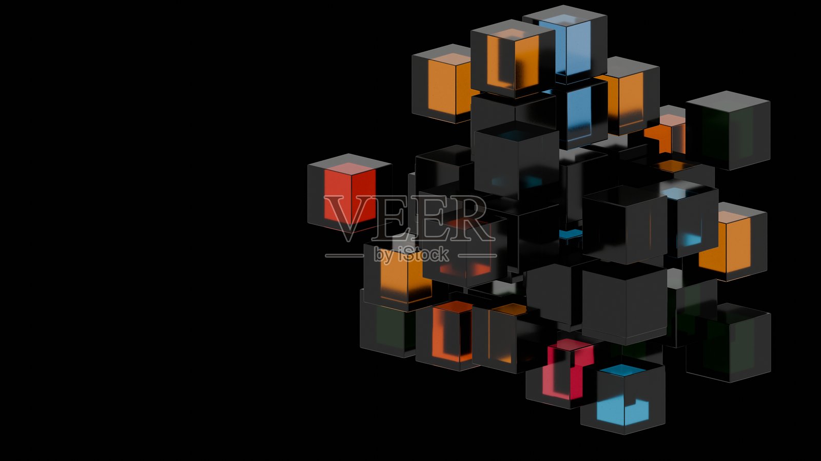 色彩斑斓的透明方块在抽象构图中照片摄影图片
