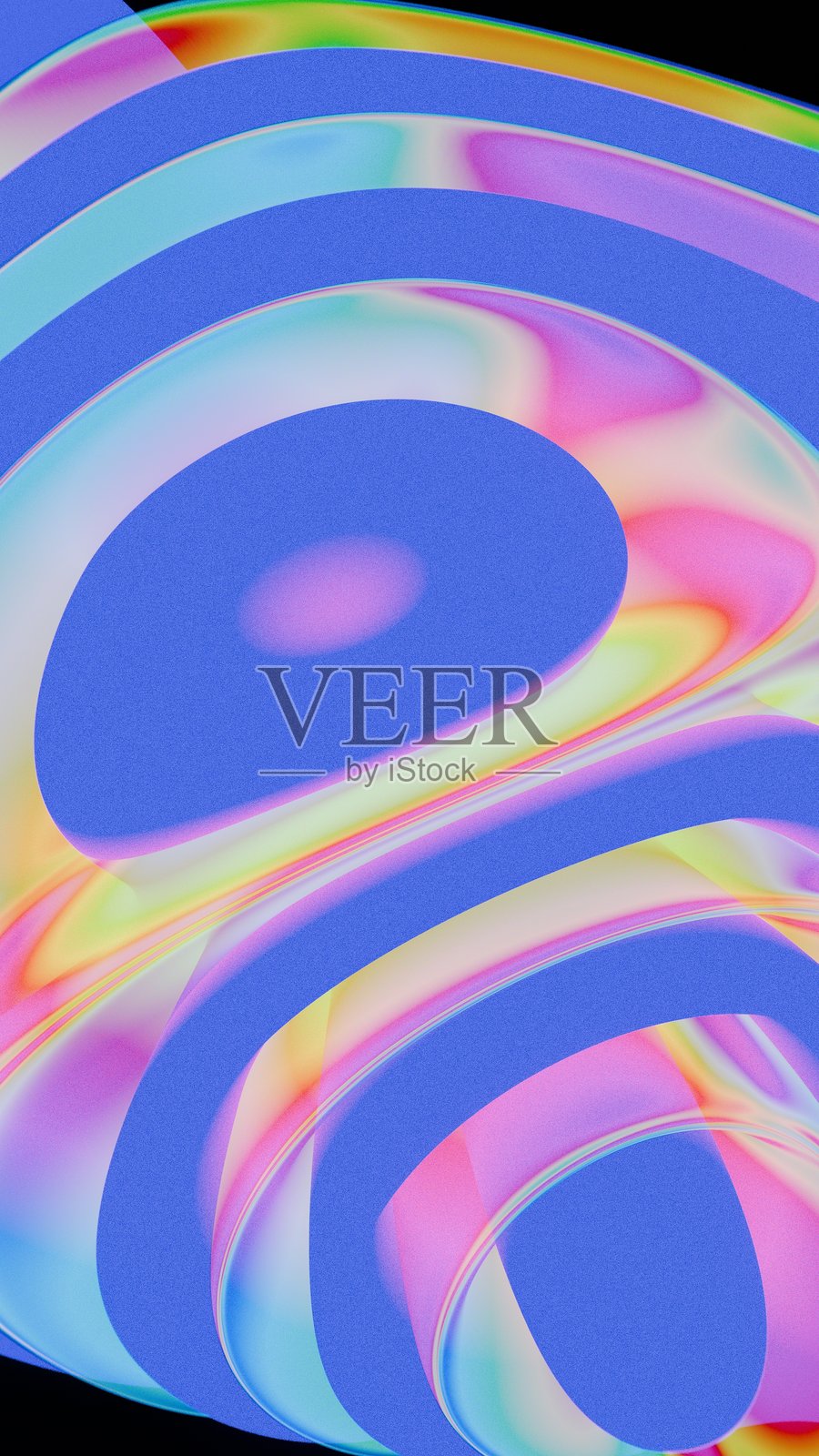 蓝色和粉色渐变中流动的抽象形状，带有平滑的曲线照片摄影图片