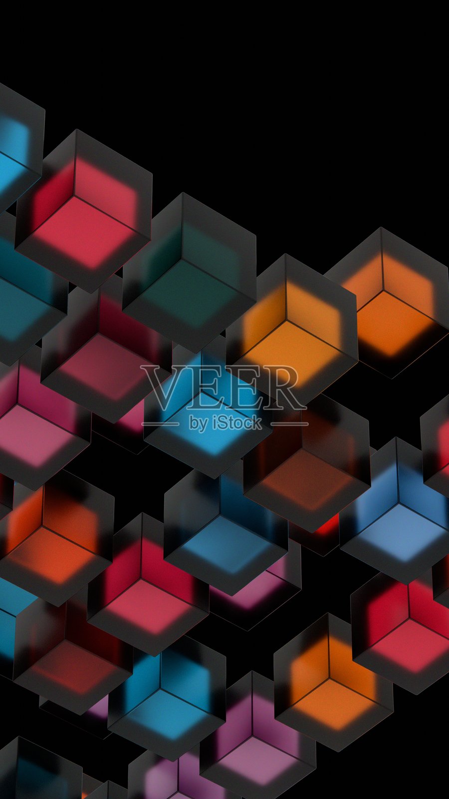 几何图案中的抽象彩色立方体照片摄影图片