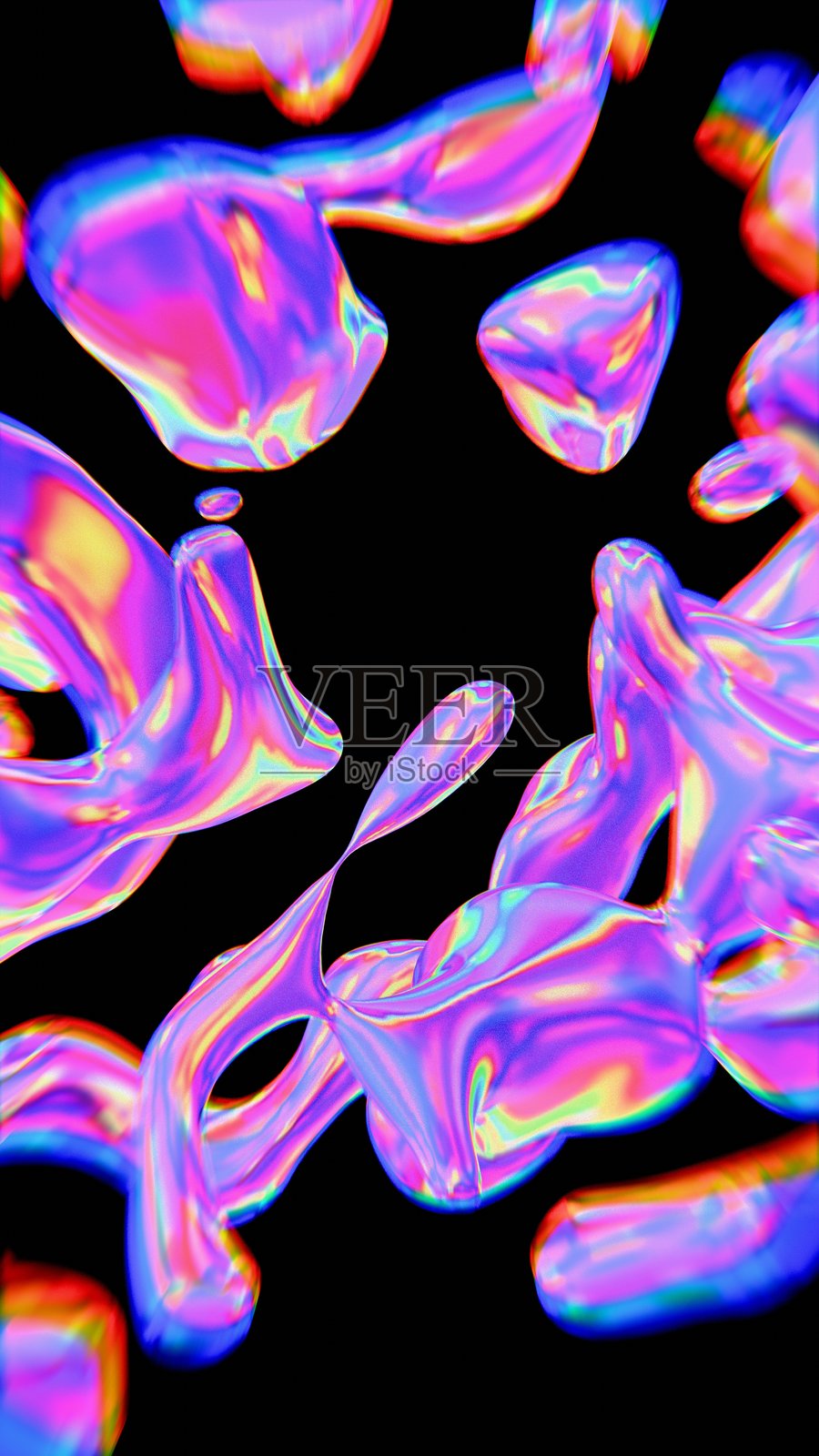 抽象流体形状与彩虹色彩的光泽照片摄影图片