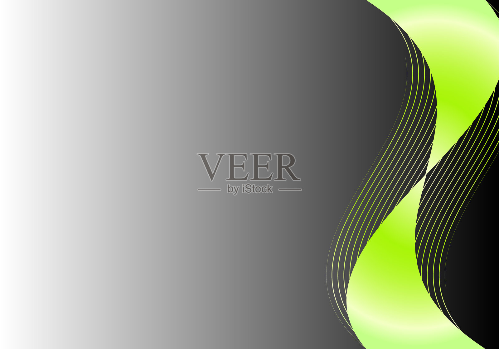 渐变背景上的抽象绿色和黑色波浪设计插画图片素材