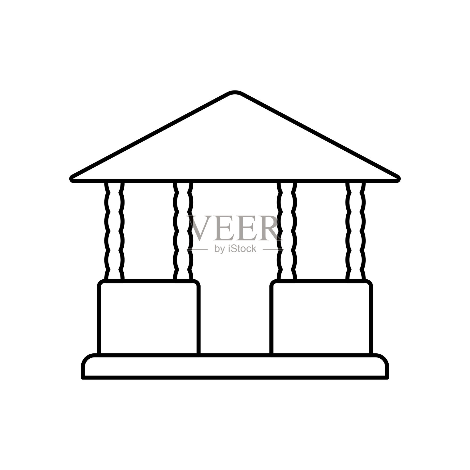 凉亭图标。黑色轮廓线性轮廓。可编辑的线条。正面视图。矢量简单平面图形插图。白色背景上的孤立物体。孤立。插画图片素材
