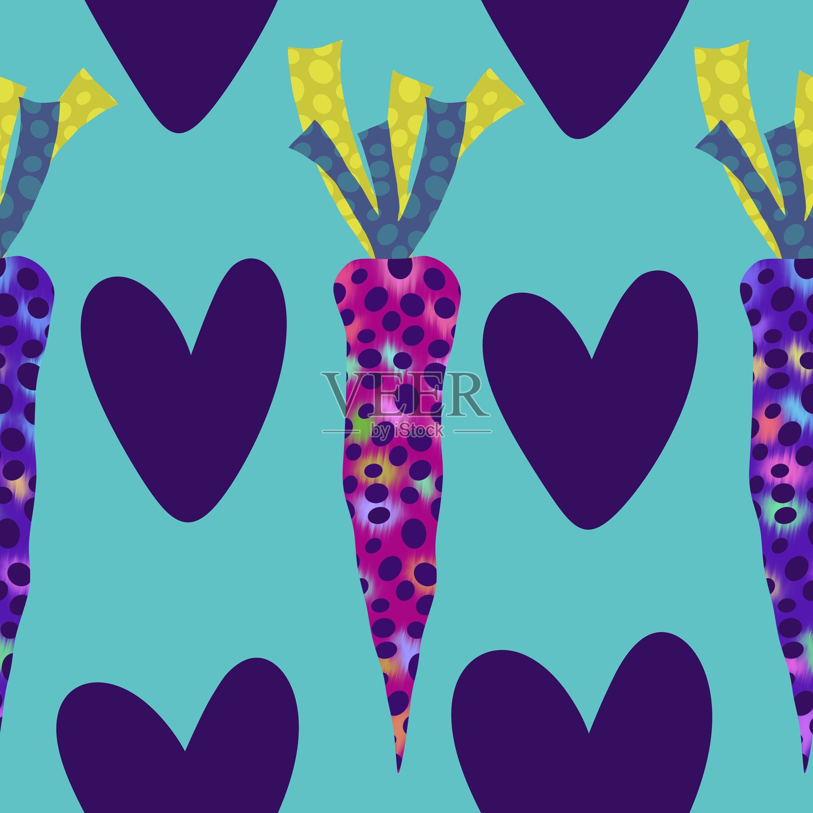 无缝胡萝卜蔬菜图案，适用于包装纸、面料和亚麻布插画图片素材