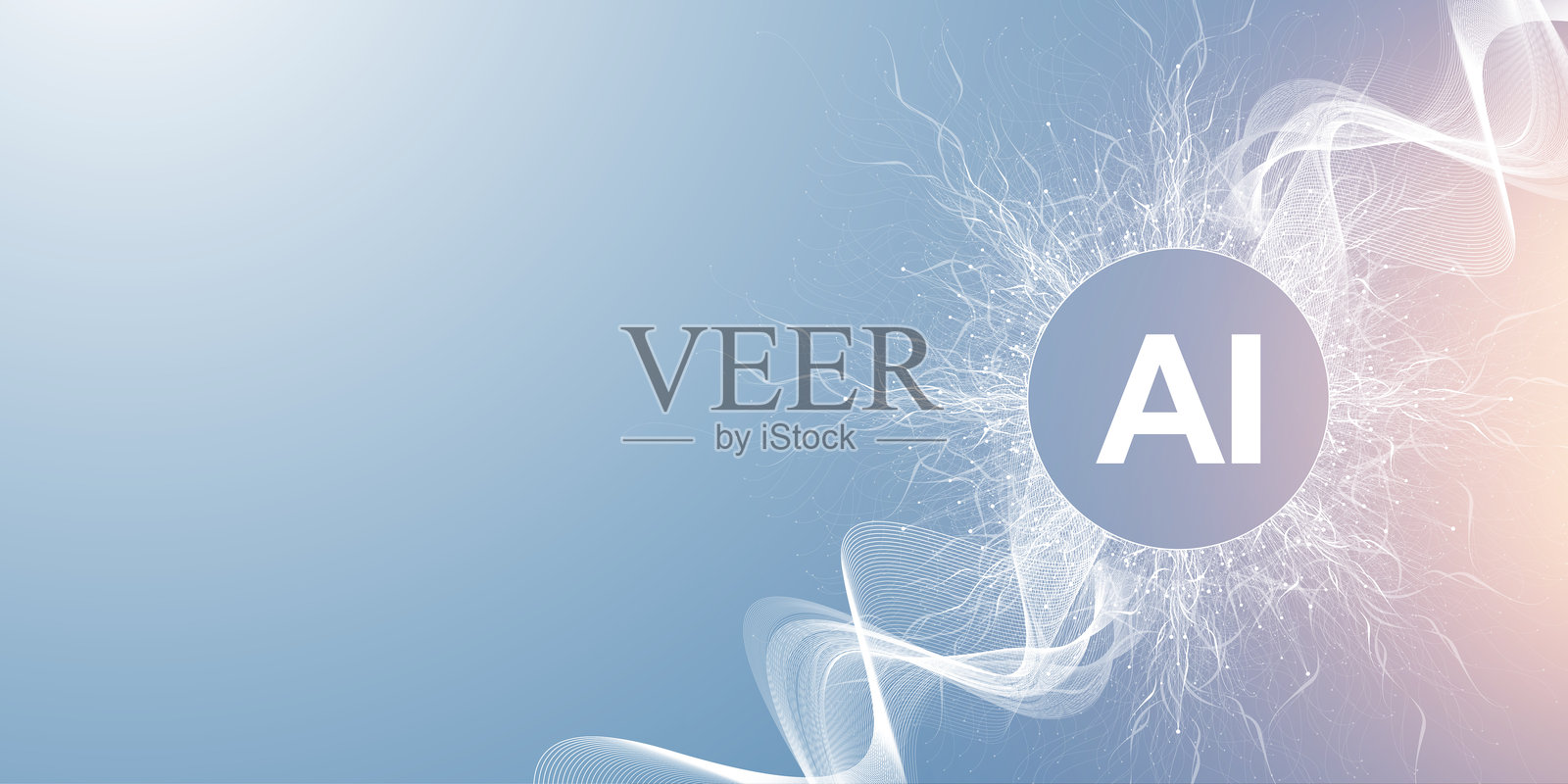 数字风格的人工智能横幅概念。互联网技术的生成设计元素。未来科技概念人工智能。插画图片素材