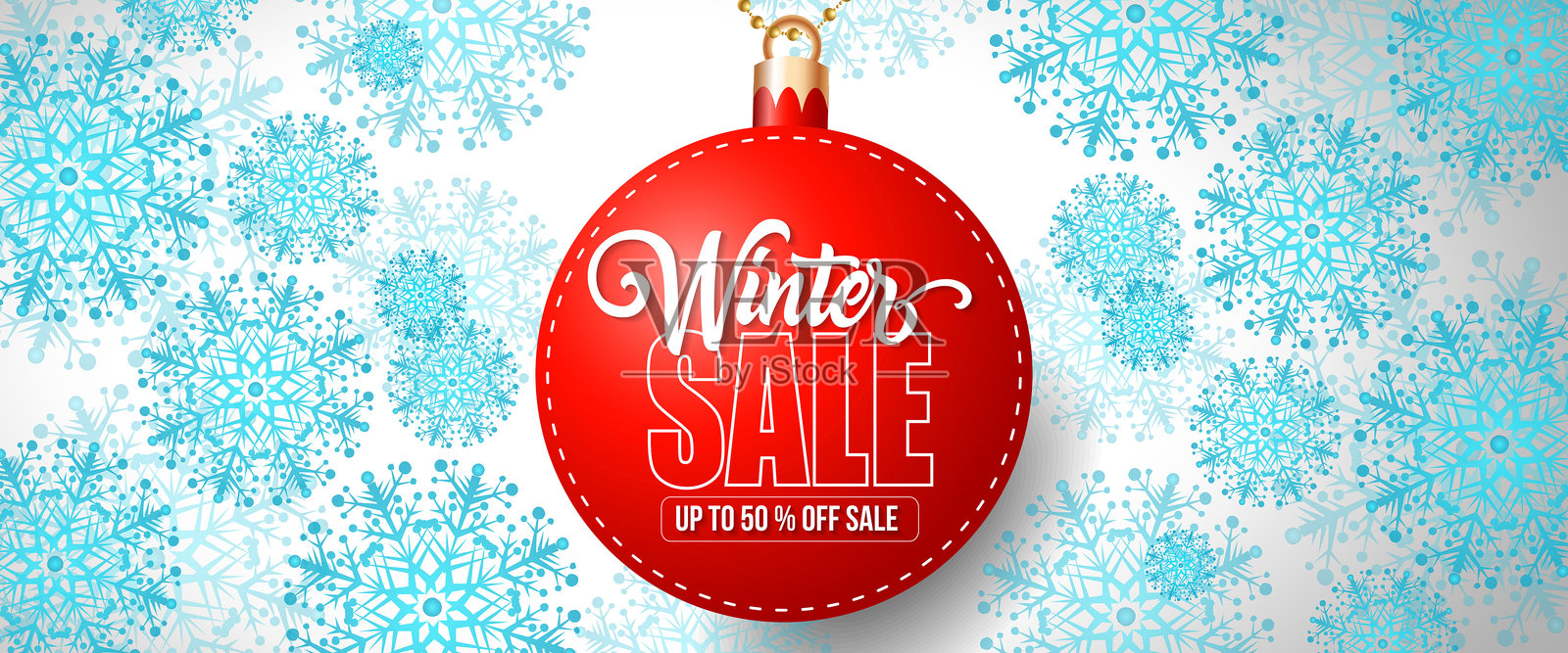 冬季促销字母装饰在圣诞球上插画图片素材