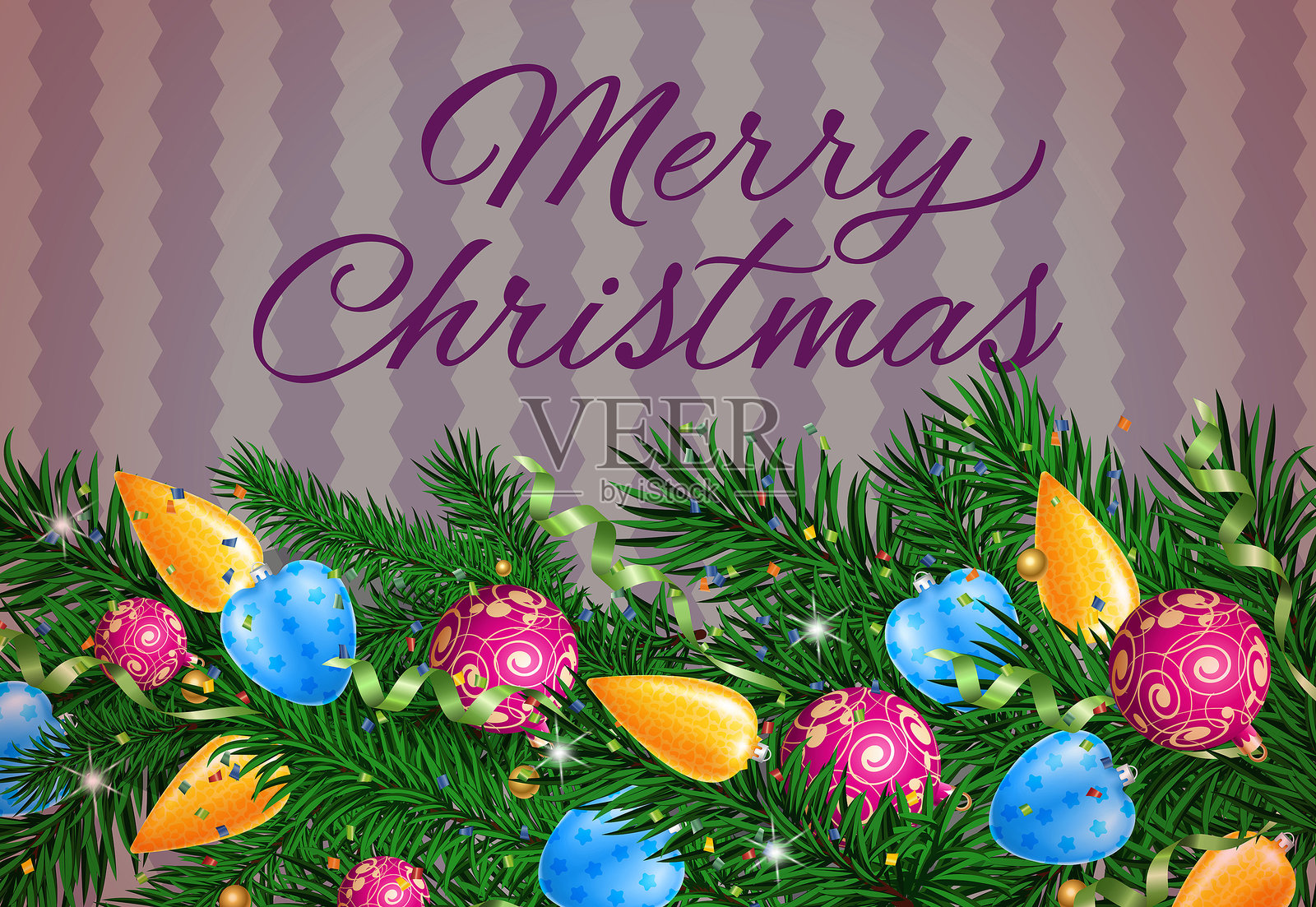 圣诞快乐的书法和装饰插画图片素材