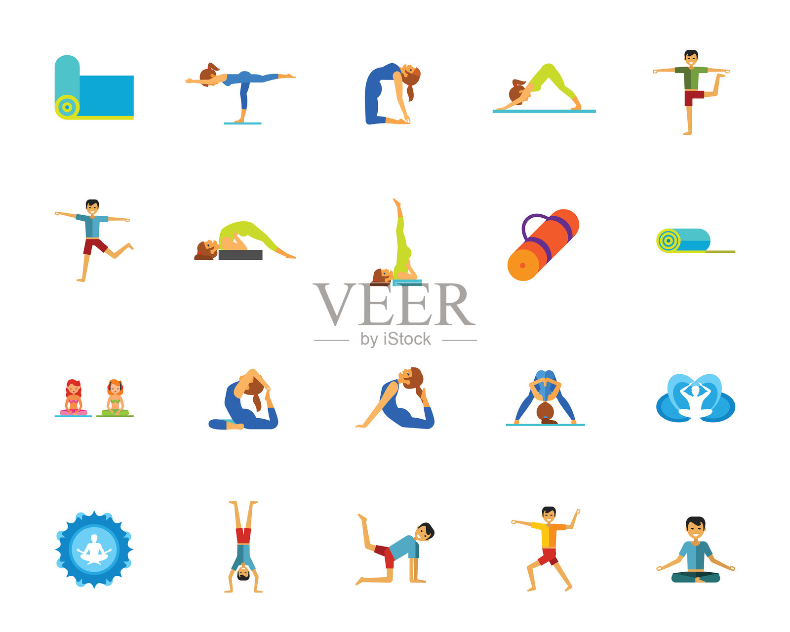 瑜伽与健身图标集插画图片素材