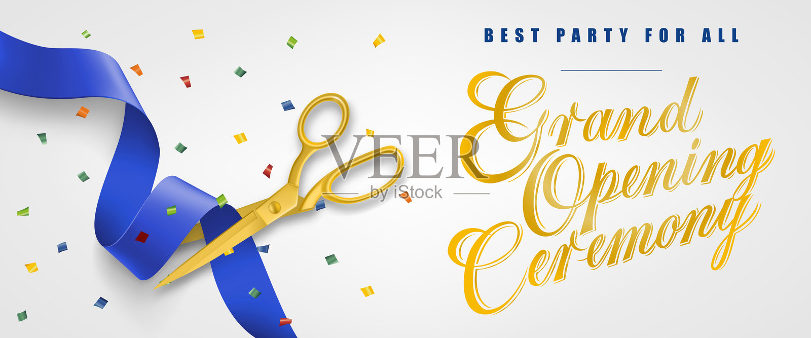 盛大开幕典礼，最佳节日派对横幅设计插画图片素材