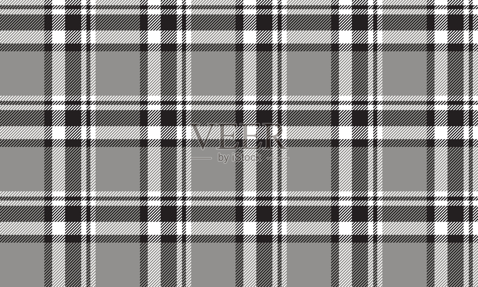 无缝格子图案，采用灰色、白色和黑色的色调，营造经典氛围，适合设计裙子和裤子，矢量插图。插画图片素材
