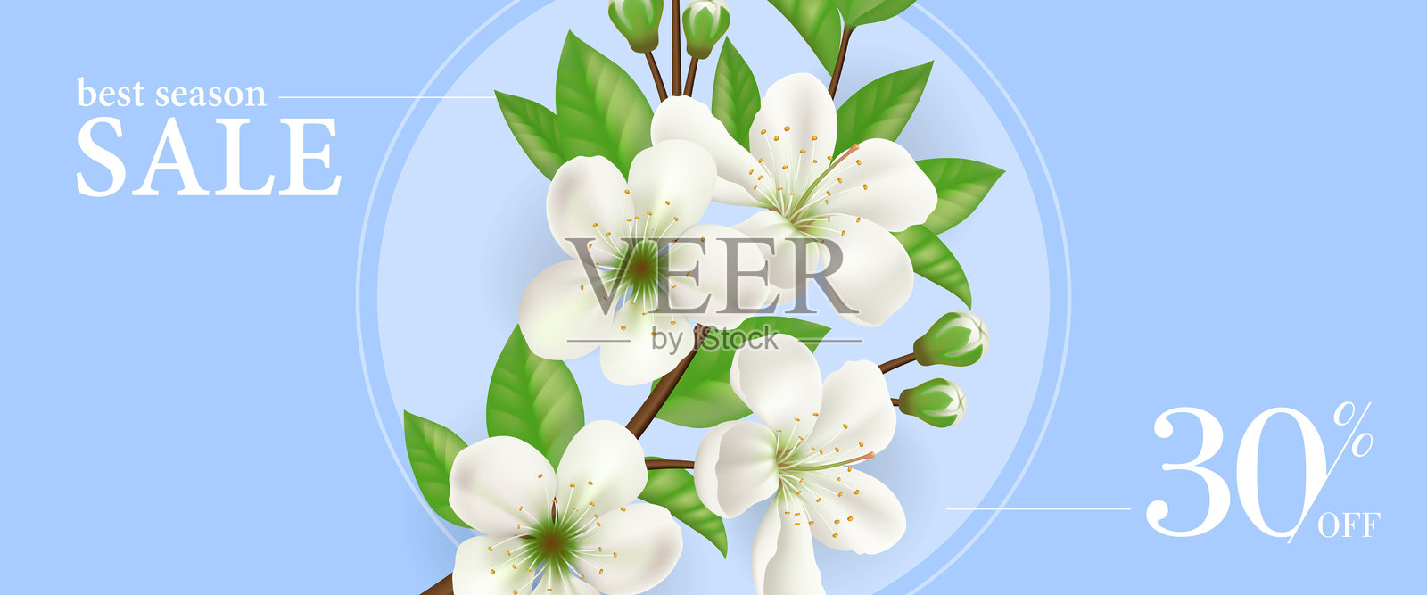 最佳季节促销，三折优惠横幅设计插画图片素材