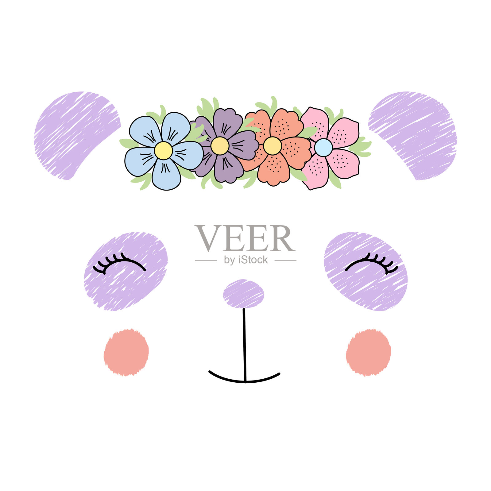 可爱的熊猫脸海报插画图片素材