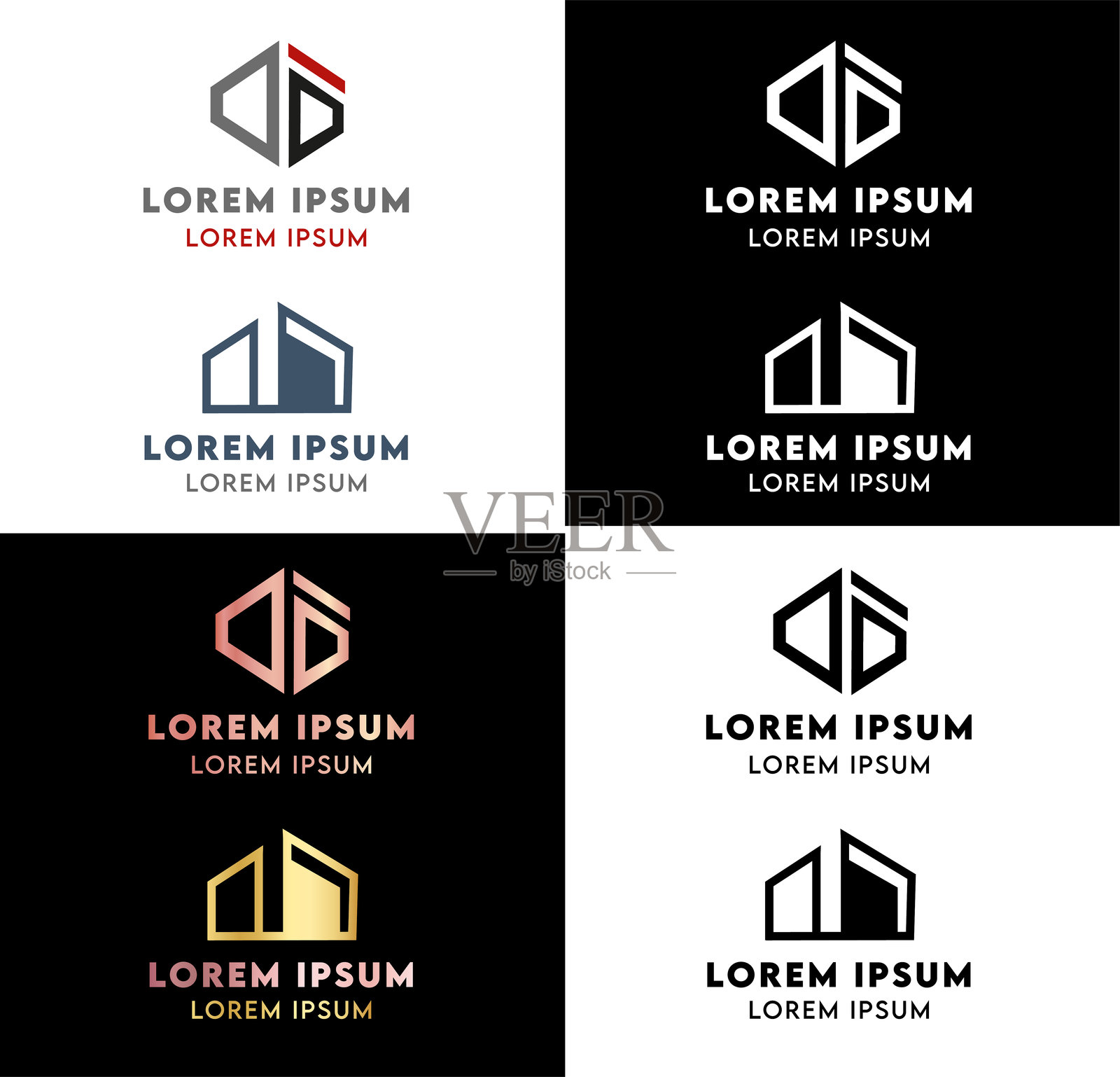 两个房地产logo设计元素。矢量插图。插画图片素材