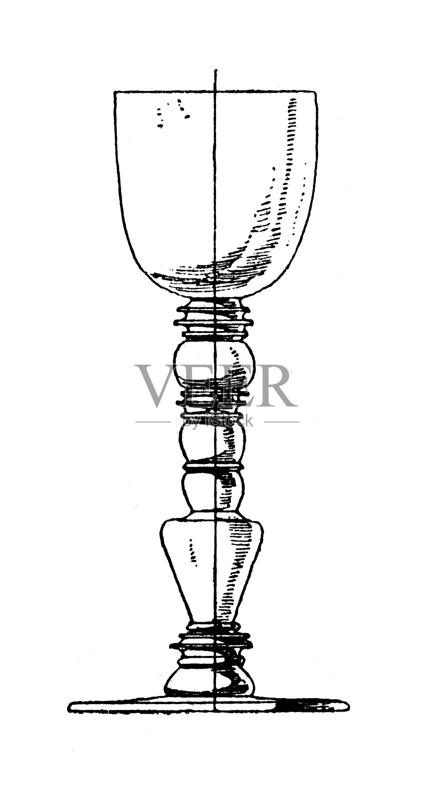 装饰物品：餐具、陶器和容器：饮用器具：圣杯和酒杯插画图片素材