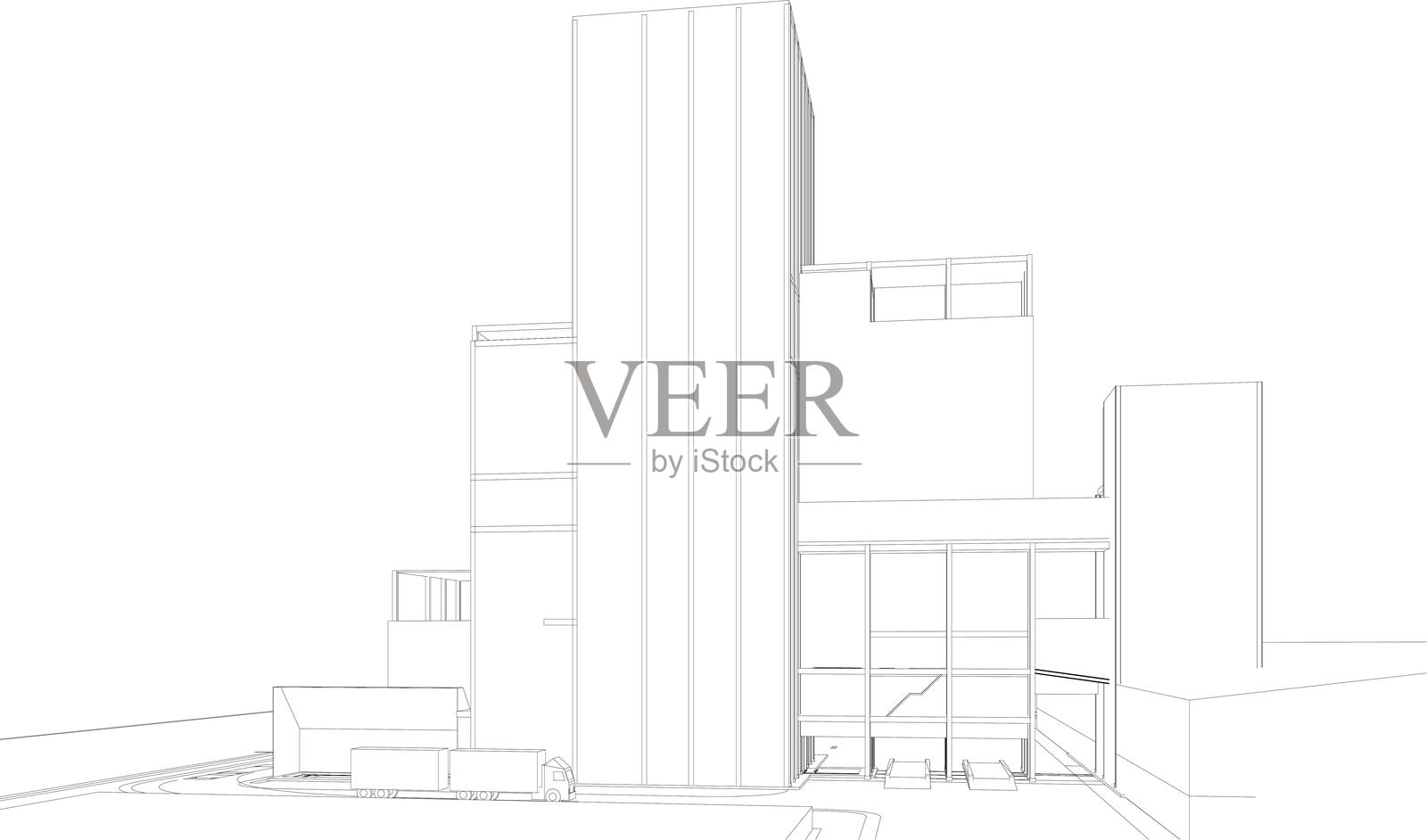 工业项目的3D插图插画图片素材