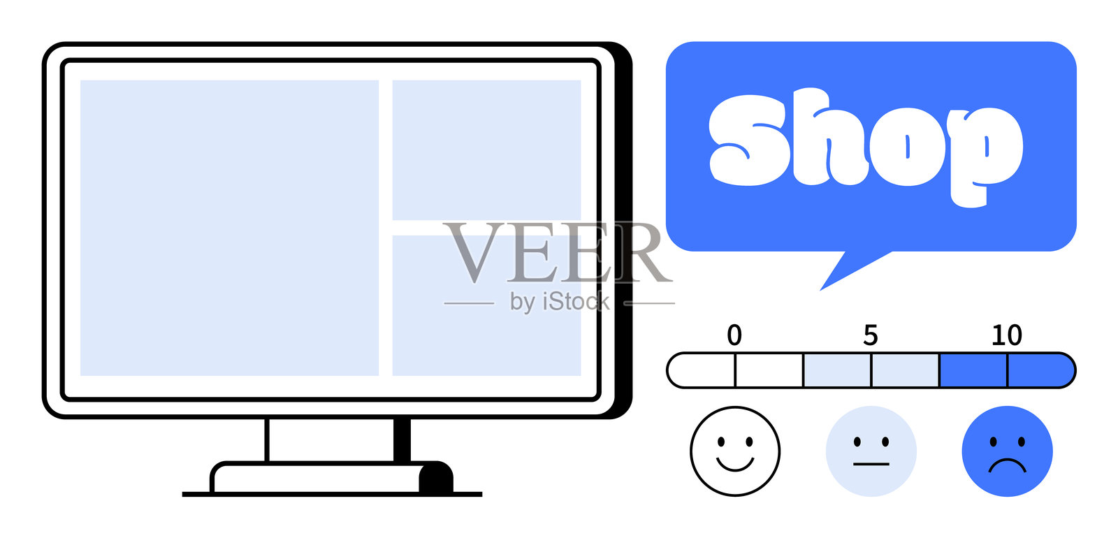 在线购物网站界面与客户满意度评分插画图片素材