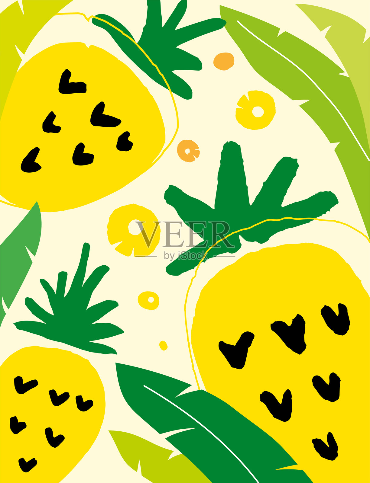 手绘黄色菠萝海报插画图片素材