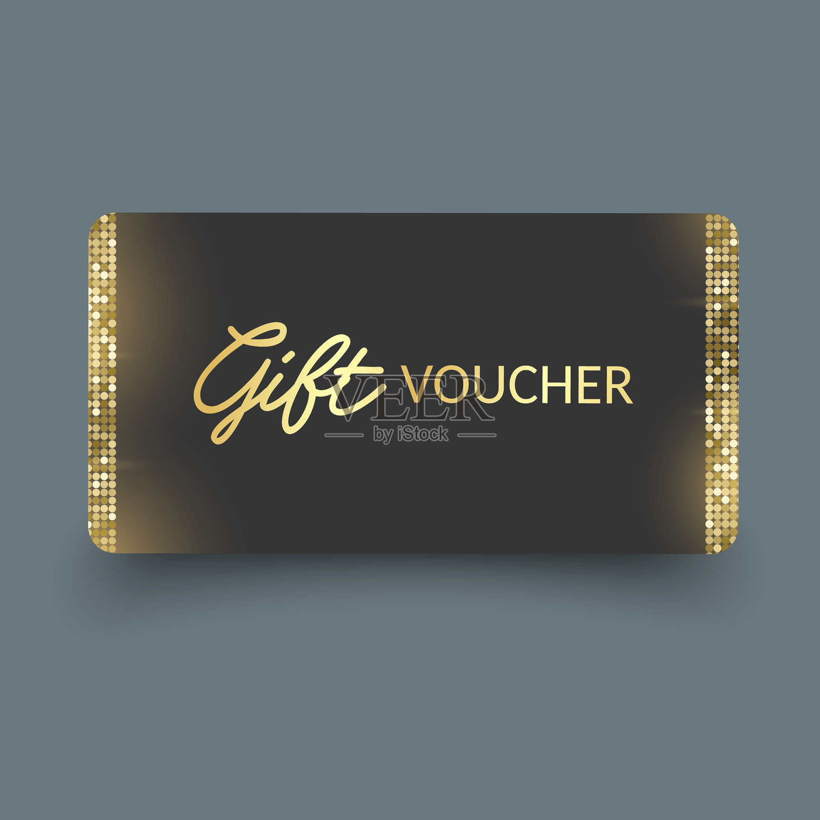优雅的金色礼品券卡，带有闪光纹理插画图片素材