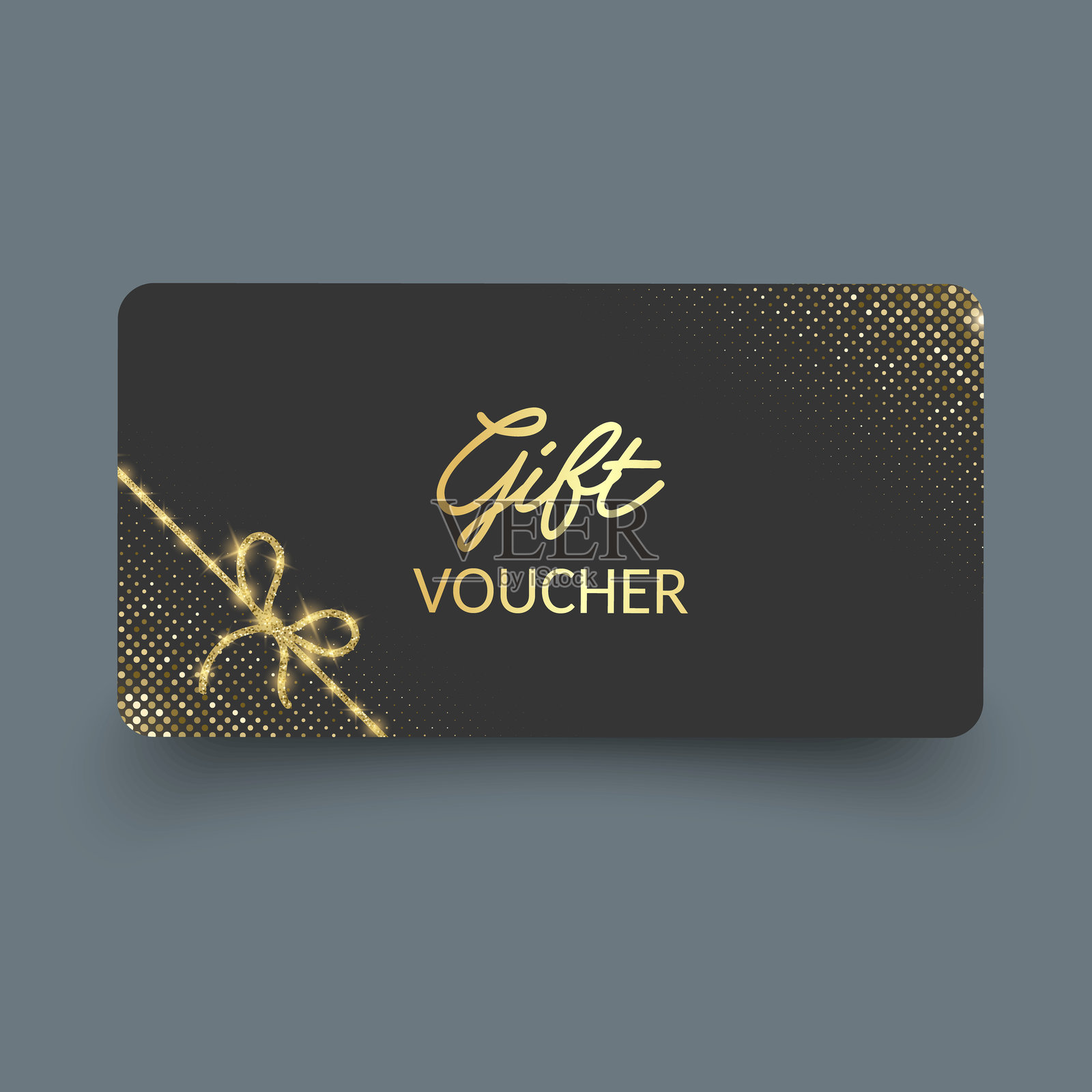 优雅的黑金礼品券，配有蝴蝶结插画图片素材