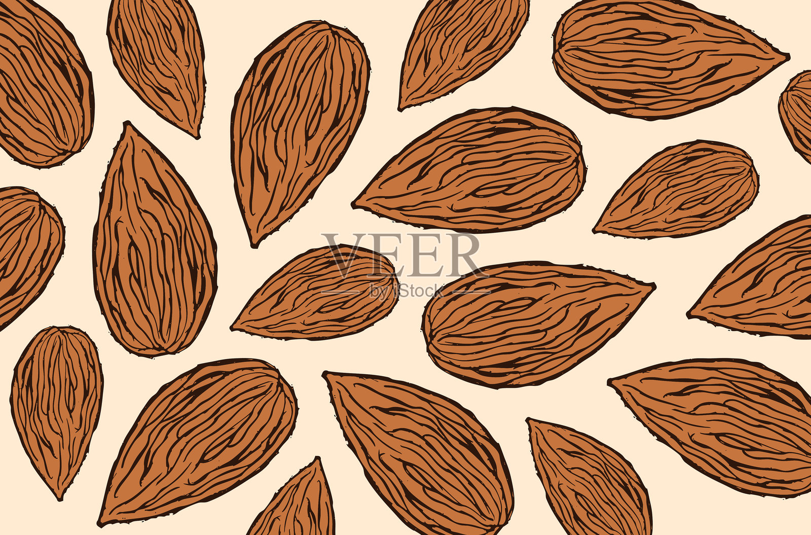 杏仁背景。插画图片素材