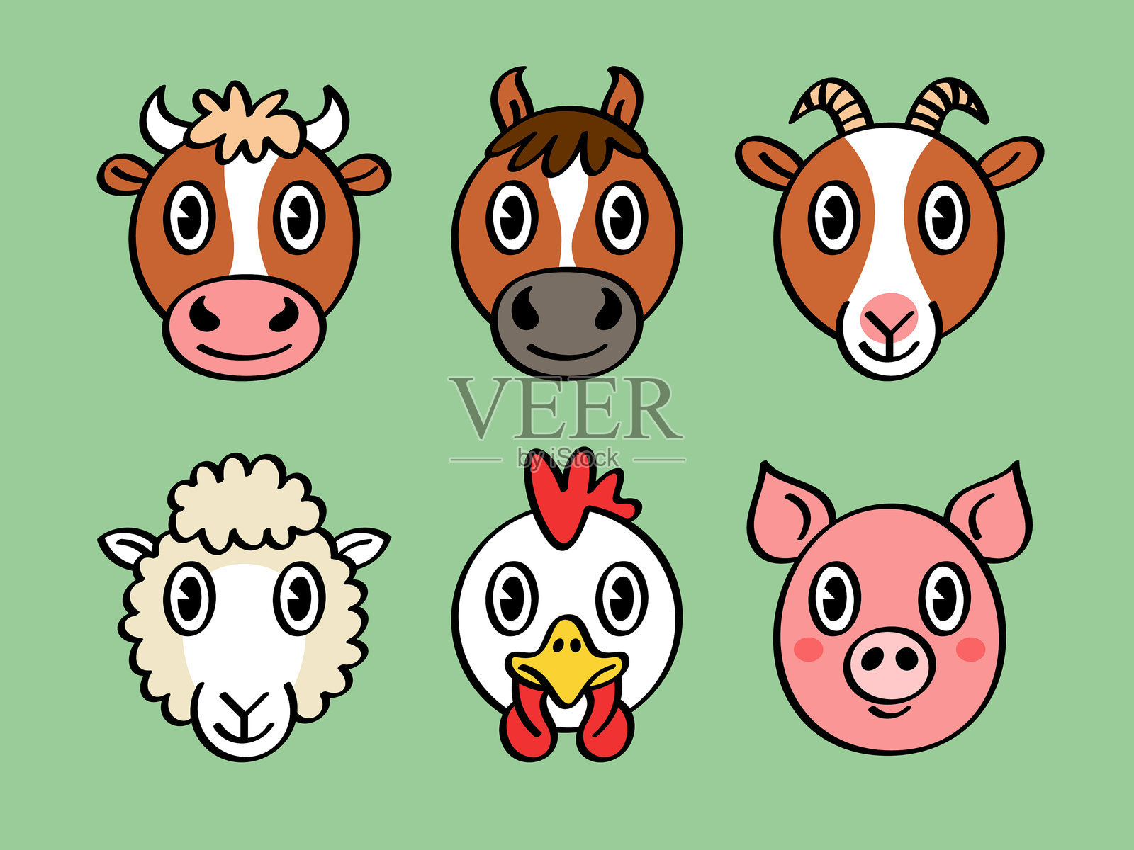 农场动物图标插画图片素材