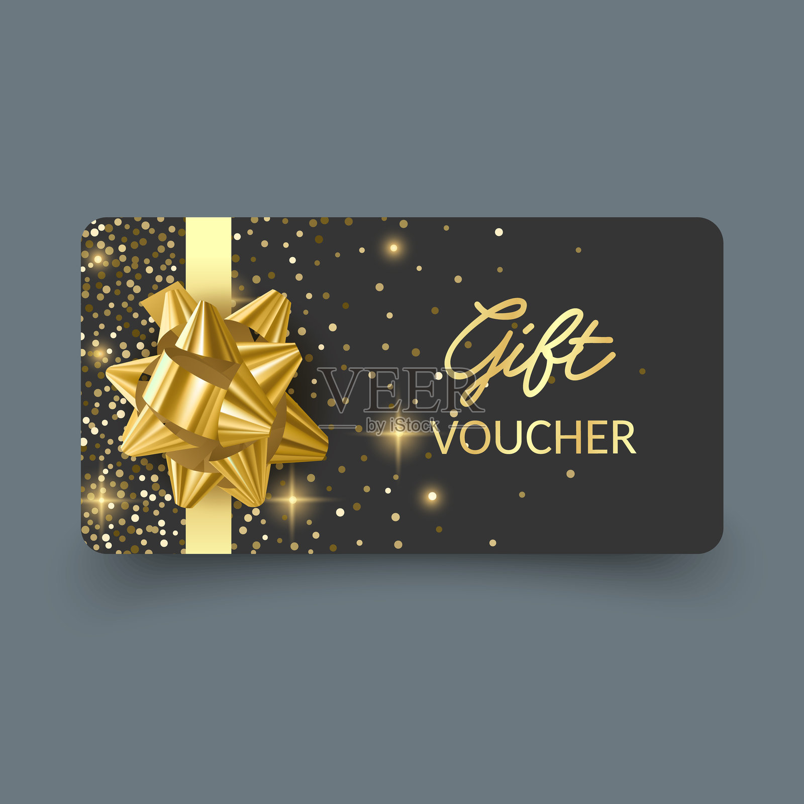 优雅的黑金礼品券，配有蝴蝶结插画图片素材