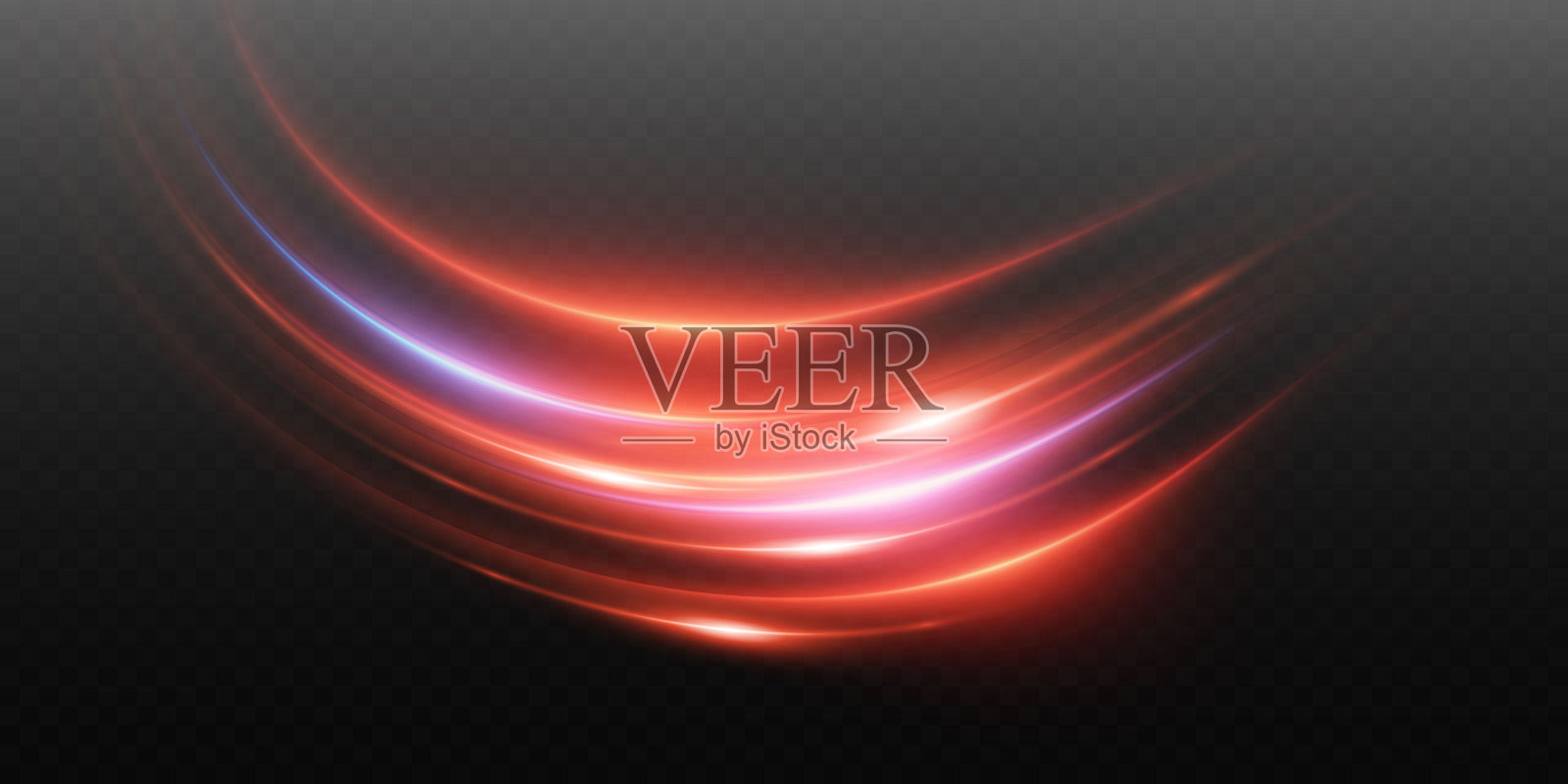 红色霓虹波浪，速度的魔法光效和漩涡。插画图片素材