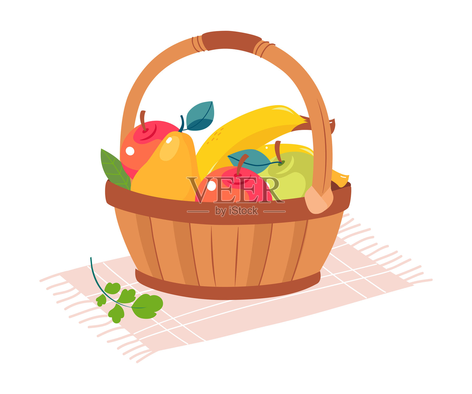 成熟农作物的篮子收获矢量插图插画图片素材