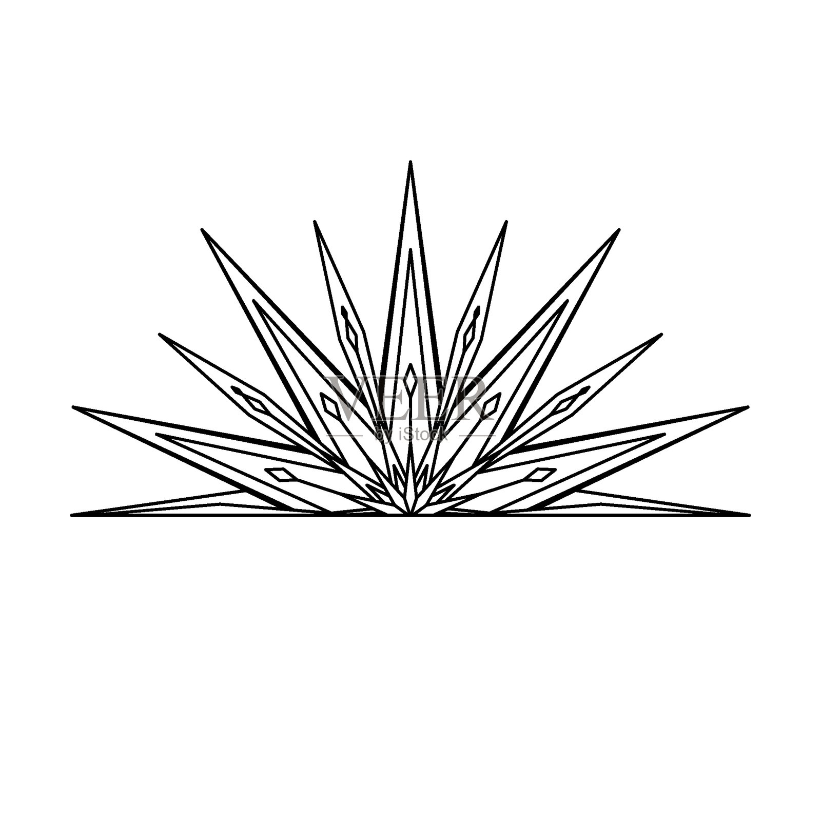 手绘星星轮廓、阳光爆发、光线。波希米亚风格的爆发阳光符号。魔法华丽的护身符，古董风格，波西米亚，纹身，标志。矢量插图，背景为白色。插画图片素材