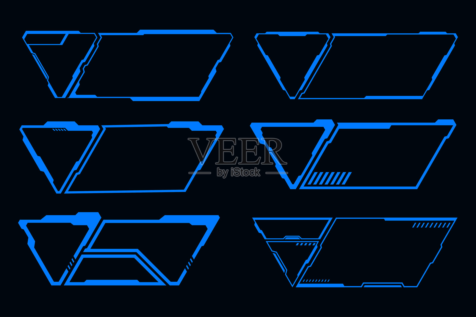 未来派框架HUD技术赛博朋克横幅设计元素。插画图片素材