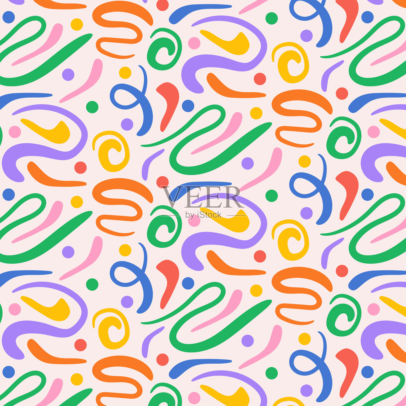 色彩缤纷的漩涡，无缝的愉快背景。插画图片素材