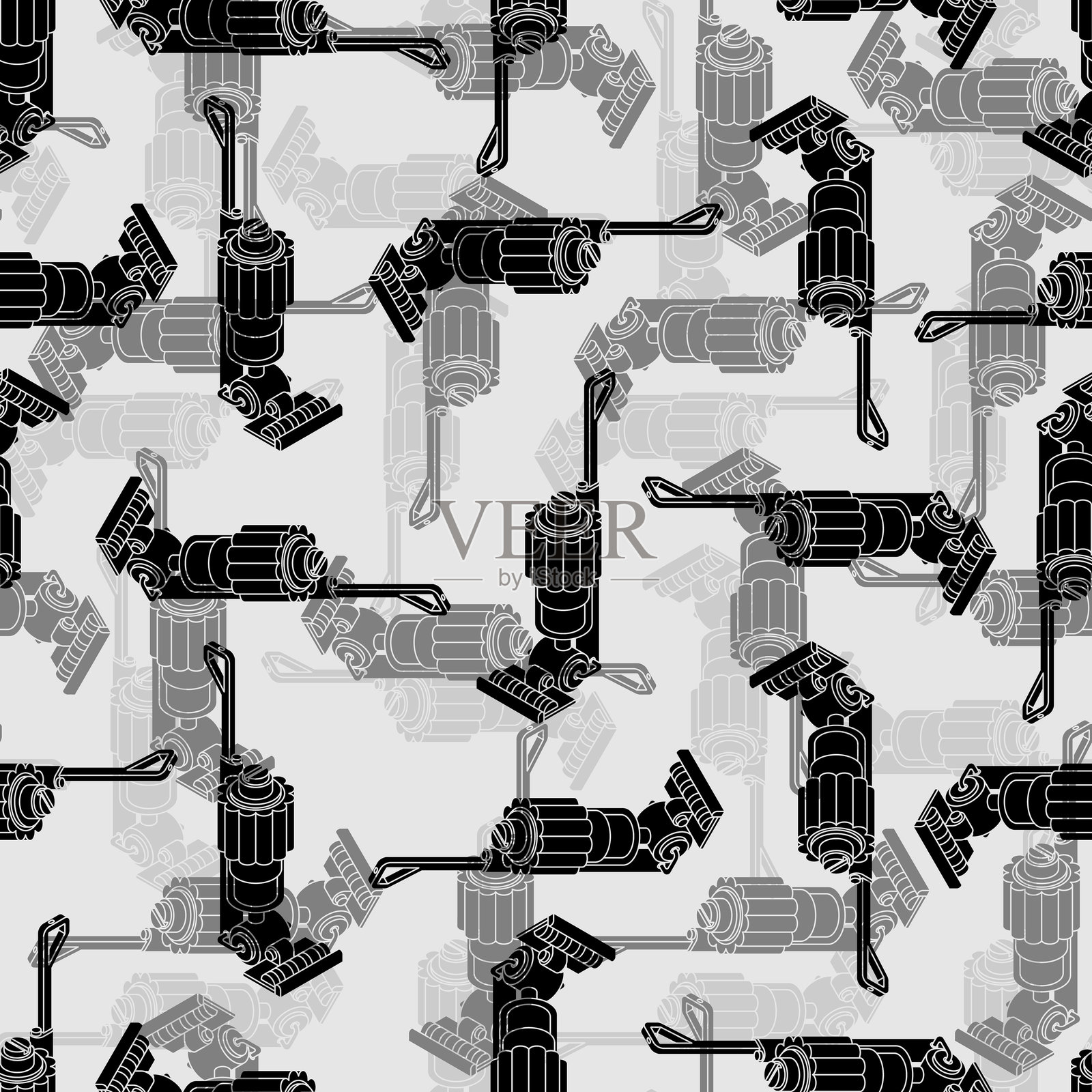 手持吸尘器图案无缝。家居清洁机器背景插画图片素材