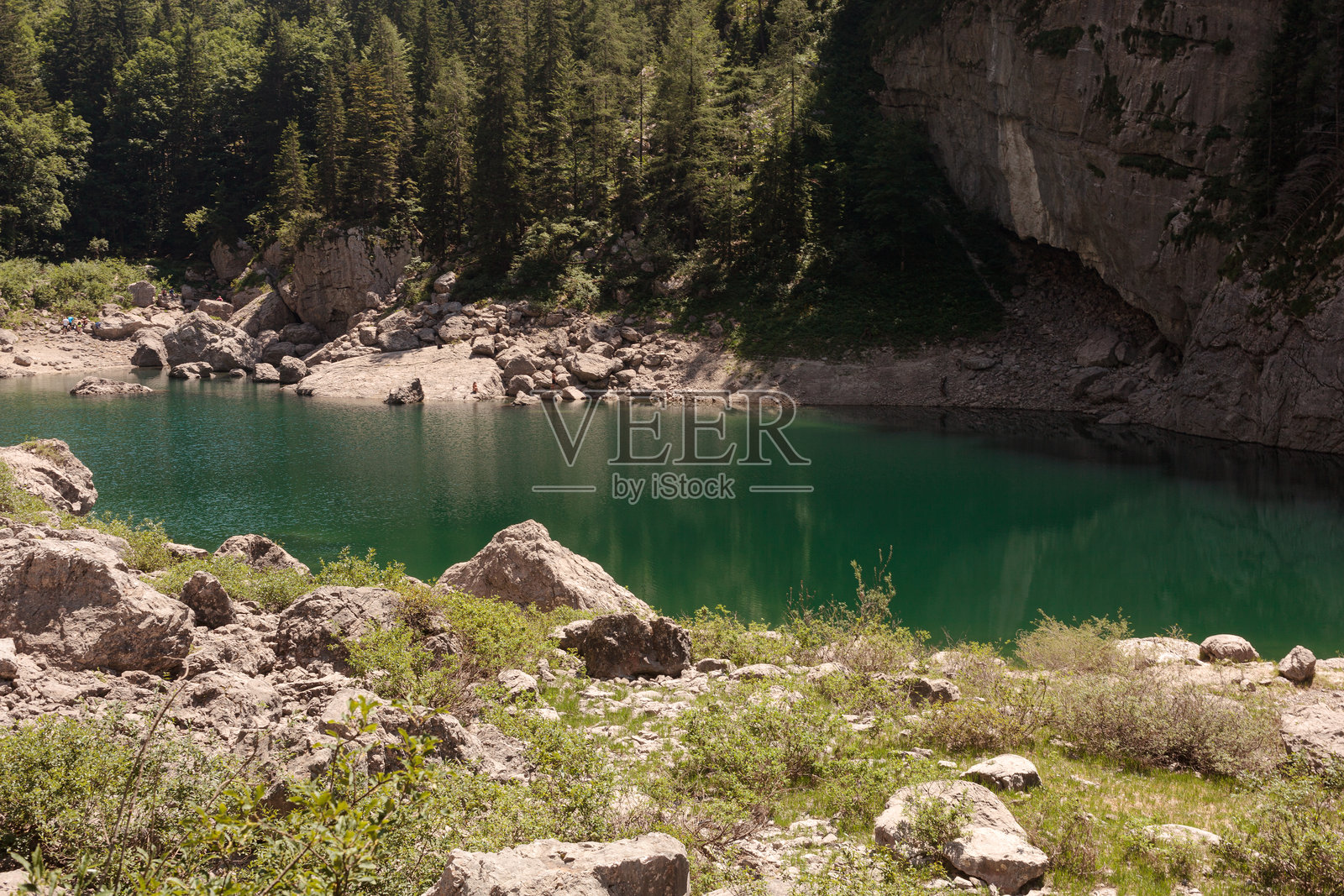 斯洛文尼亚阳光明媚的下午，黑湖照片摄影图片