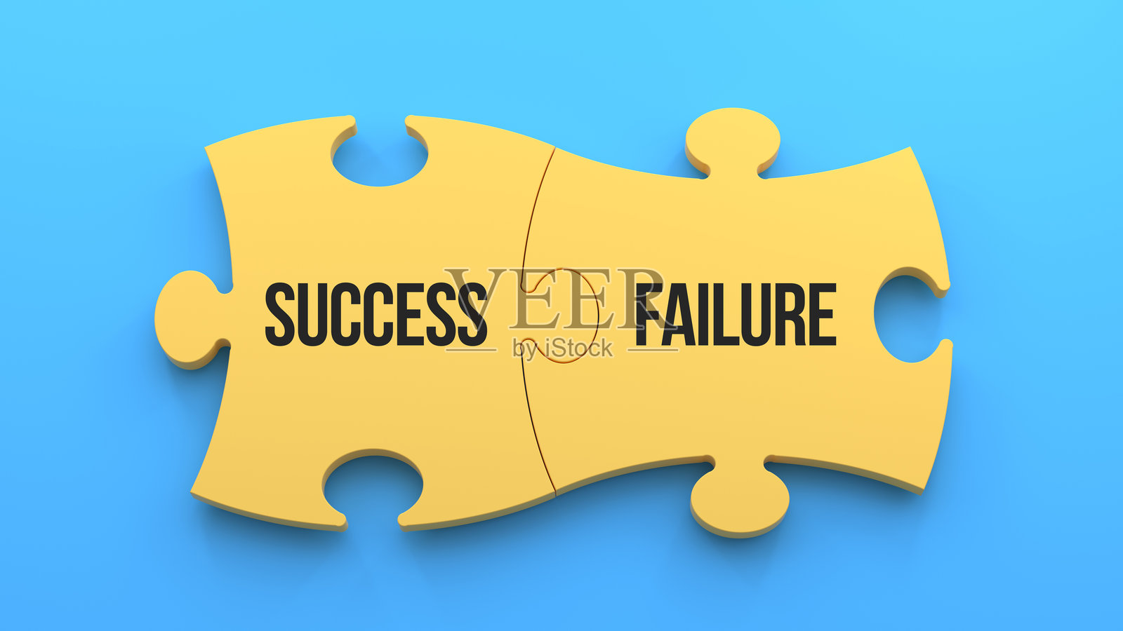成功与失败的拼图信息。蓝色背景，3D效果。照片摄影图片