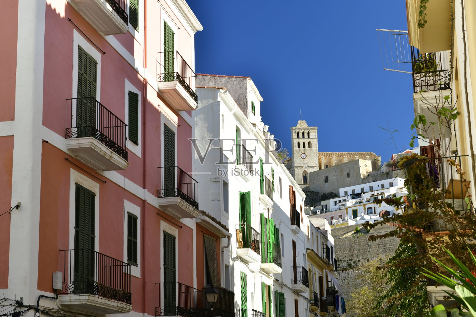 伊比萨镇的达尔特别墅，伊比萨岛，巴利阿里群岛，西班牙。照片摄影图片