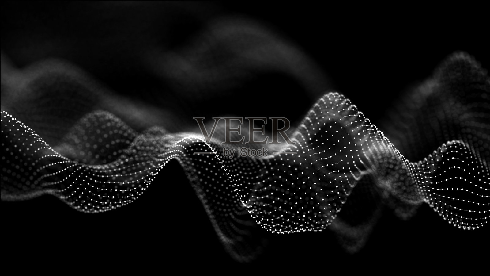 在黑色背景上点和线的抽象交织。数据连接技术。3D渲染。照片摄影图片