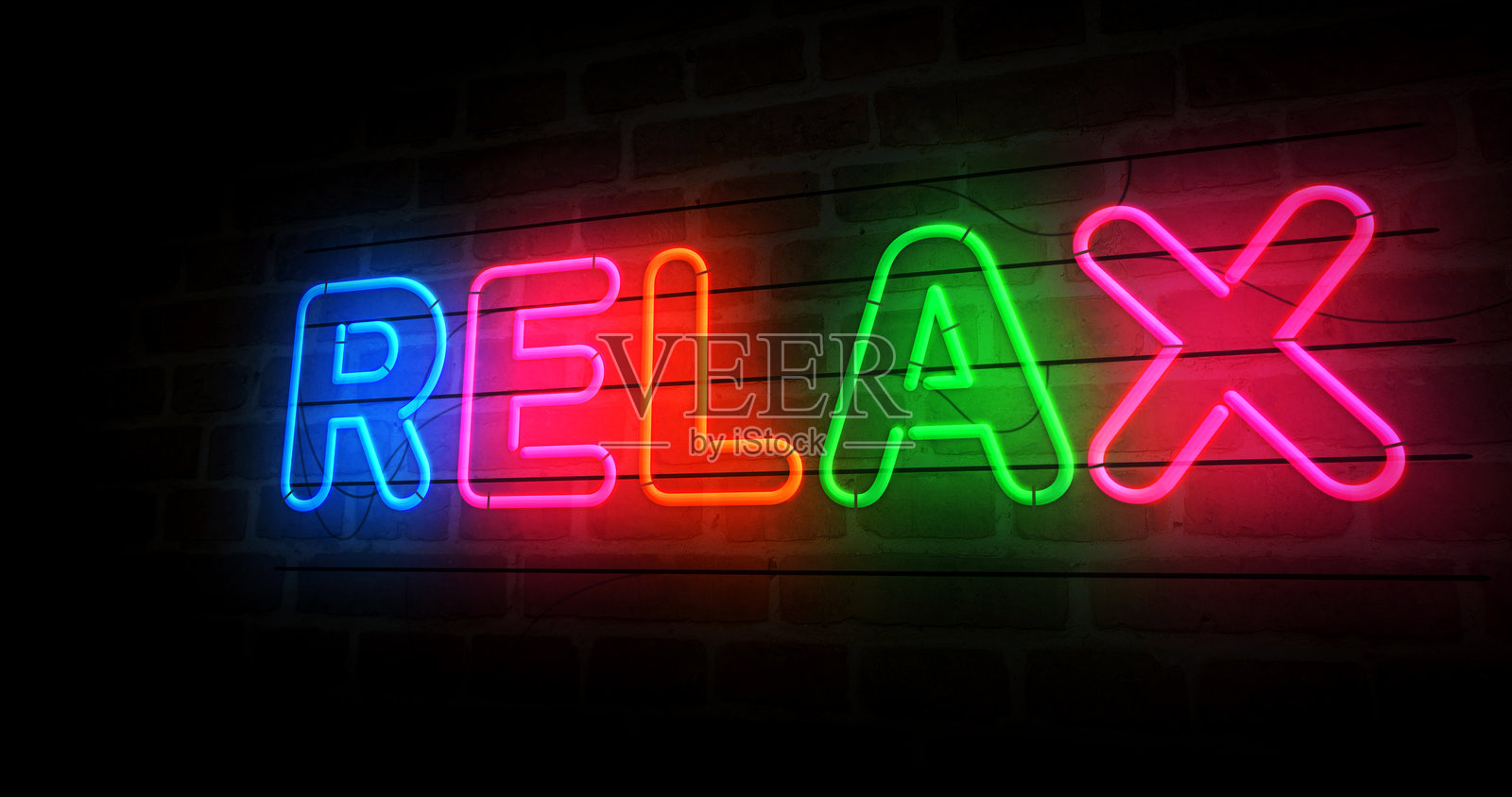 放松的霓虹灯3D插图照片摄影图片