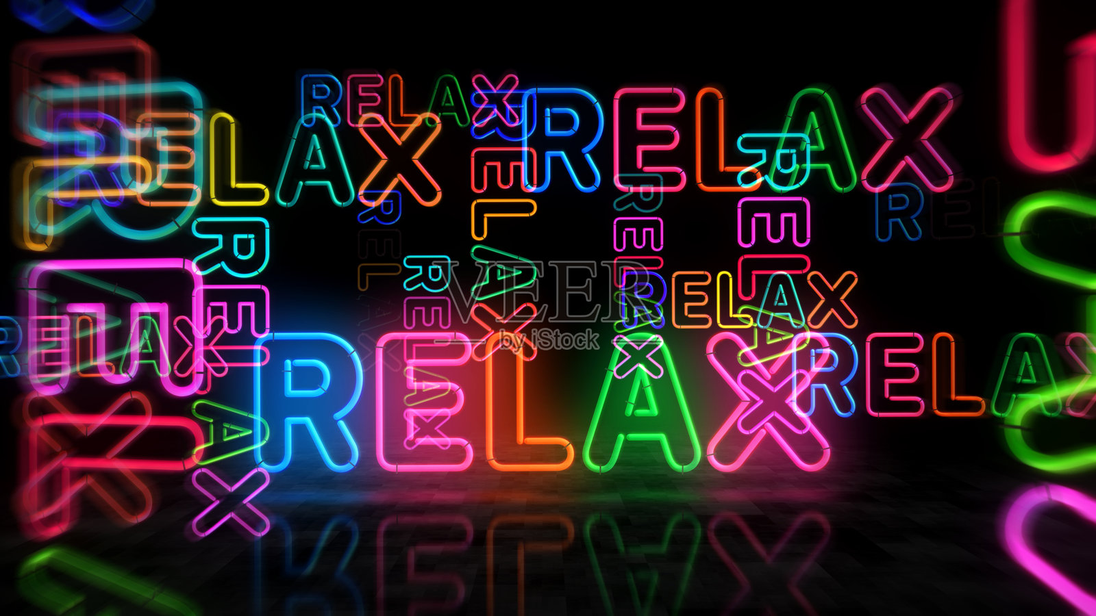 放松的霓虹灯3D插图照片摄影图片