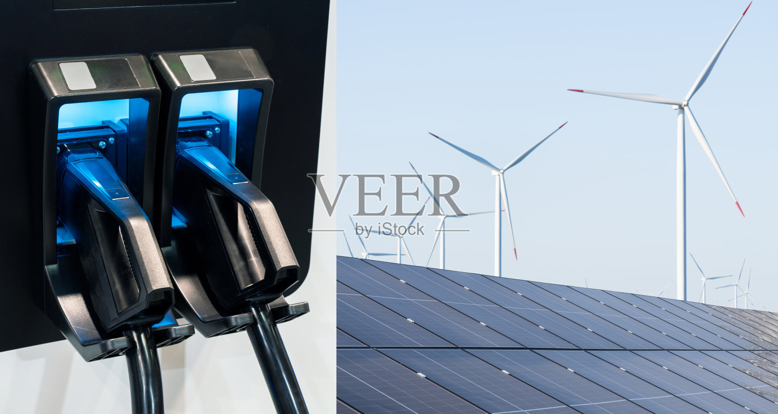 利用太阳能板供电的电动车充电站照片摄影图片